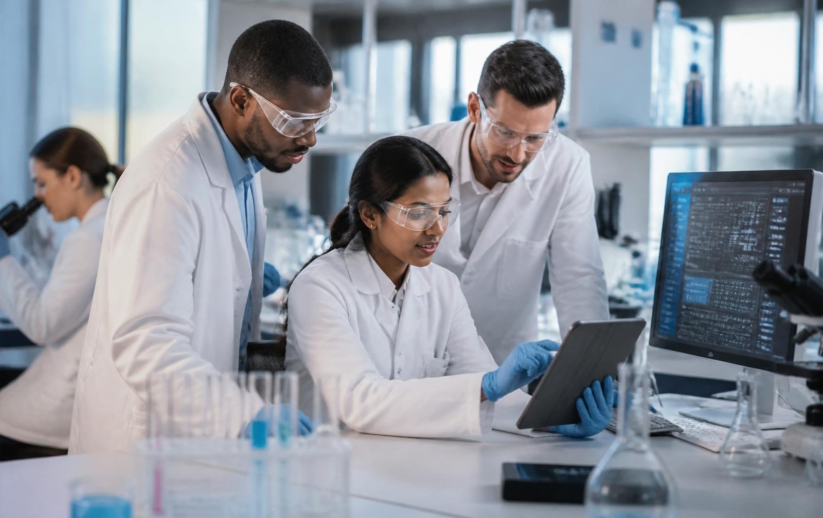 Time farmacêutico Brothers Sucos Premium em laboratório